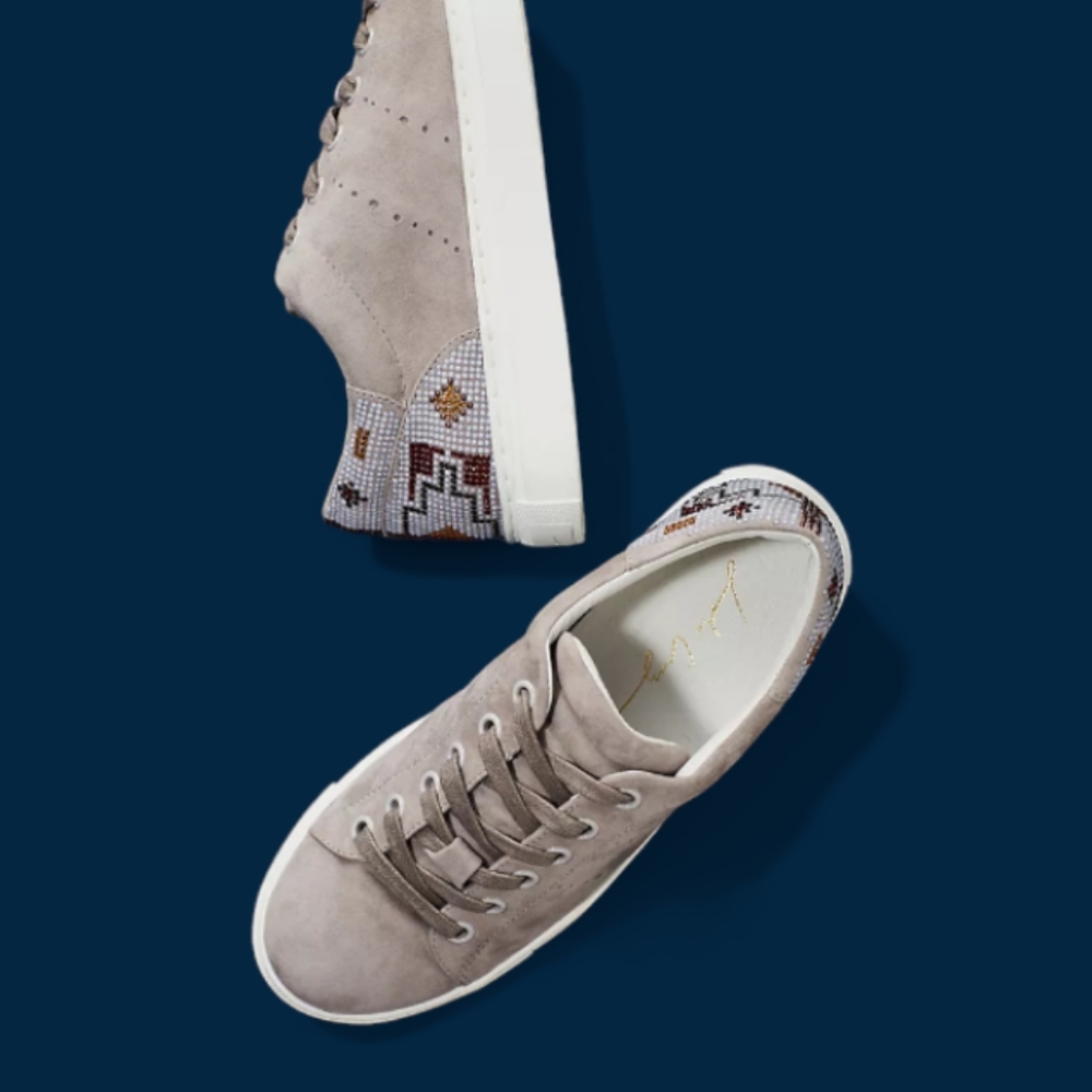 Anthropologie Gray Beaded Sneakers